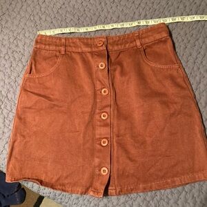 Jungmaven Brown and Orange Mini A-Line Skirt